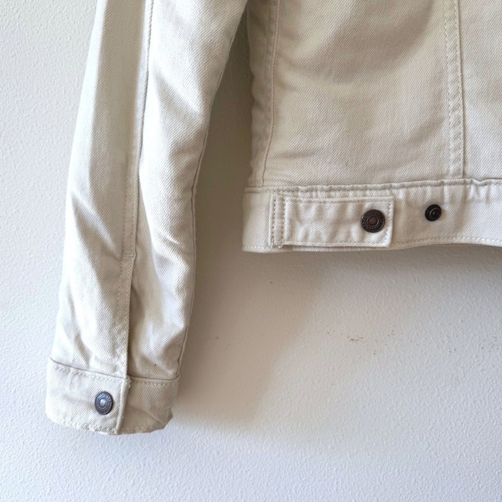 Levi Strauss Co. Sherpa Lined Denim Trucker Jacket Cream Beige‎ Womens XS - Picture 4 of 6